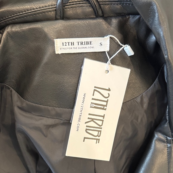 12th Tribe Faux Black Leather Trench Coat - Picture 5 of 5